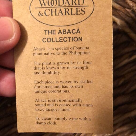 Woodard & Charles The Abaca Round Tapered Serving Tray  Leather Handles - Picture 8 of 8